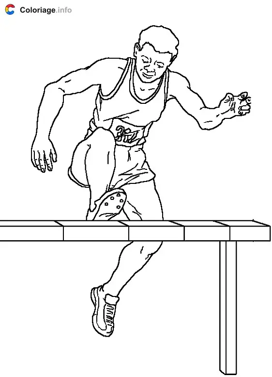 Coloriage Course avec obstacles - Jeux Olympiques à imprimer