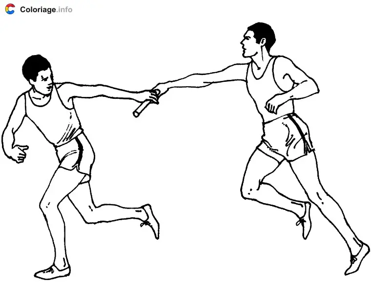 Coloriage Course de relais - Jeux Olympiques à imprimer