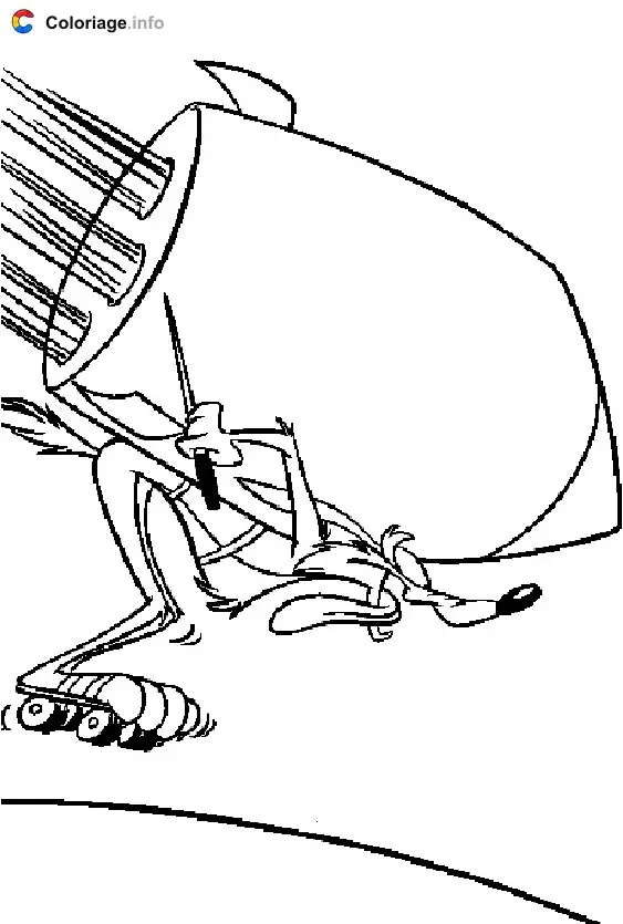 Coloriage Coyote avec des rollers et une fusée - Bip Bip et Coyote à imprimer