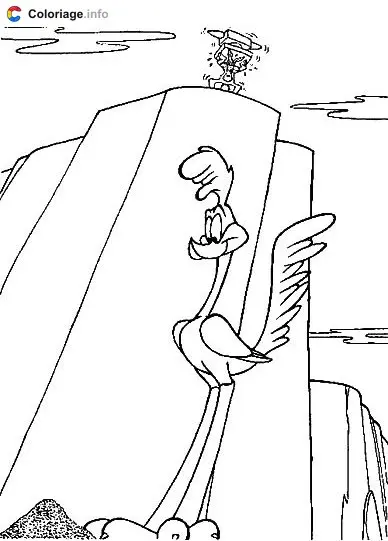 Coloriage Coyote tend un piège à Bip Bip - Bip Bip et Coyote à imprimer