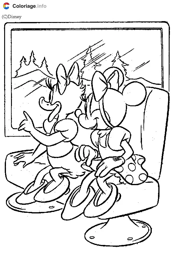 Daisy and Minnie Disney coloring page to print