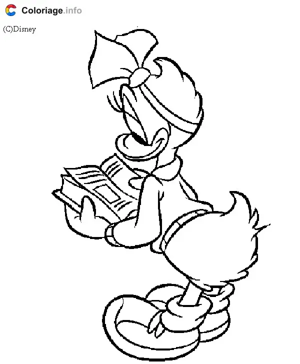 Daisy Reading a Disney Book coloring page to print