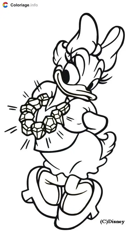 Daisy Wearing a Pretty Disney Necklace coloring page to print