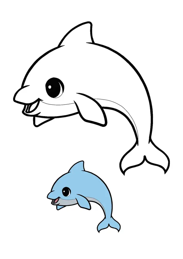 Coloriage Dauphin Avec Dessin Dauphin En Couleur - Dauphin à imprimer