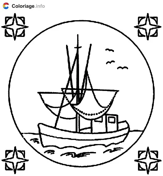 Coloriage De bateau - Marin à imprimer