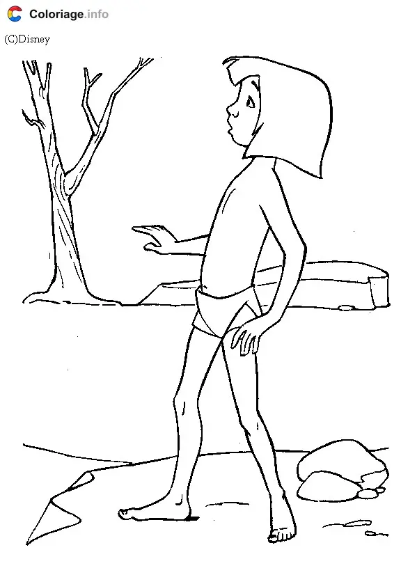 Coloriage De Mowgli - Le Livre de la jungle à imprimer