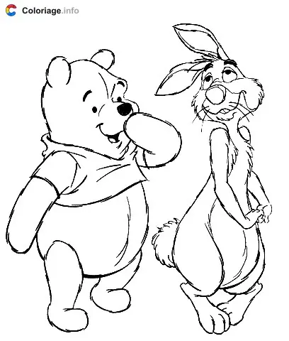 Winnie the Pooh and Rabbit coloring page to print