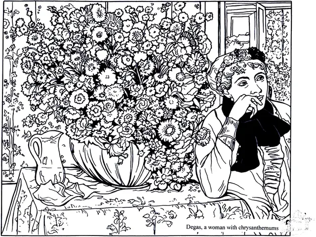 Coloriage Degas Femme Avec Chrysanthemes - Art à imprimer