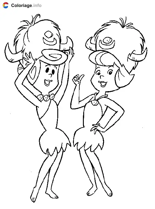 Coloriage Délima Caillou et Bertha Laroche - Les Pierrafeu à imprimer
