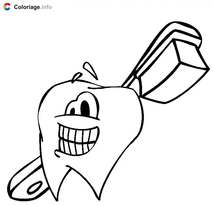 Coloriage Dent et brosse à dents - Dents à imprimer