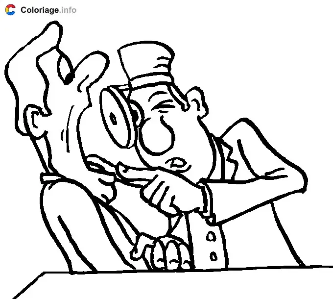 Coloriage Dentiste qui vérifie les dents - Dents à imprimer