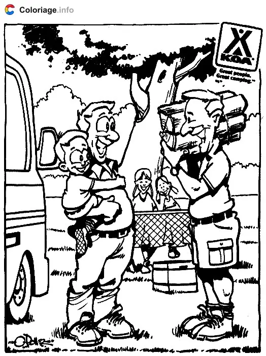 Coloriage Des campeurs - Camping à imprimer