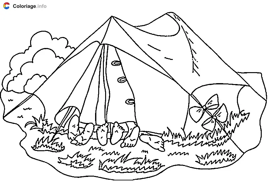 Coloriage Des pieds qui dépassent - Camping à imprimer
