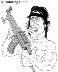 Coloriage Dessin caricature de Rambo - Sylvester Stallone à imprimer