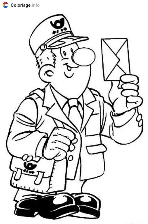 Coloriage Dessin d'un facteur - Facteur à imprimer