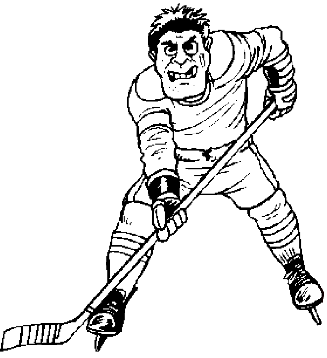Coloriage Dessin D'Un Joueur De Hockey Qui Veut Recuperer La Rondelle - Hockey à imprimer