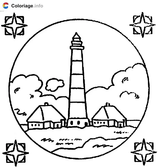 Coloriage Dessin d'un phare marin - Marin à imprimer