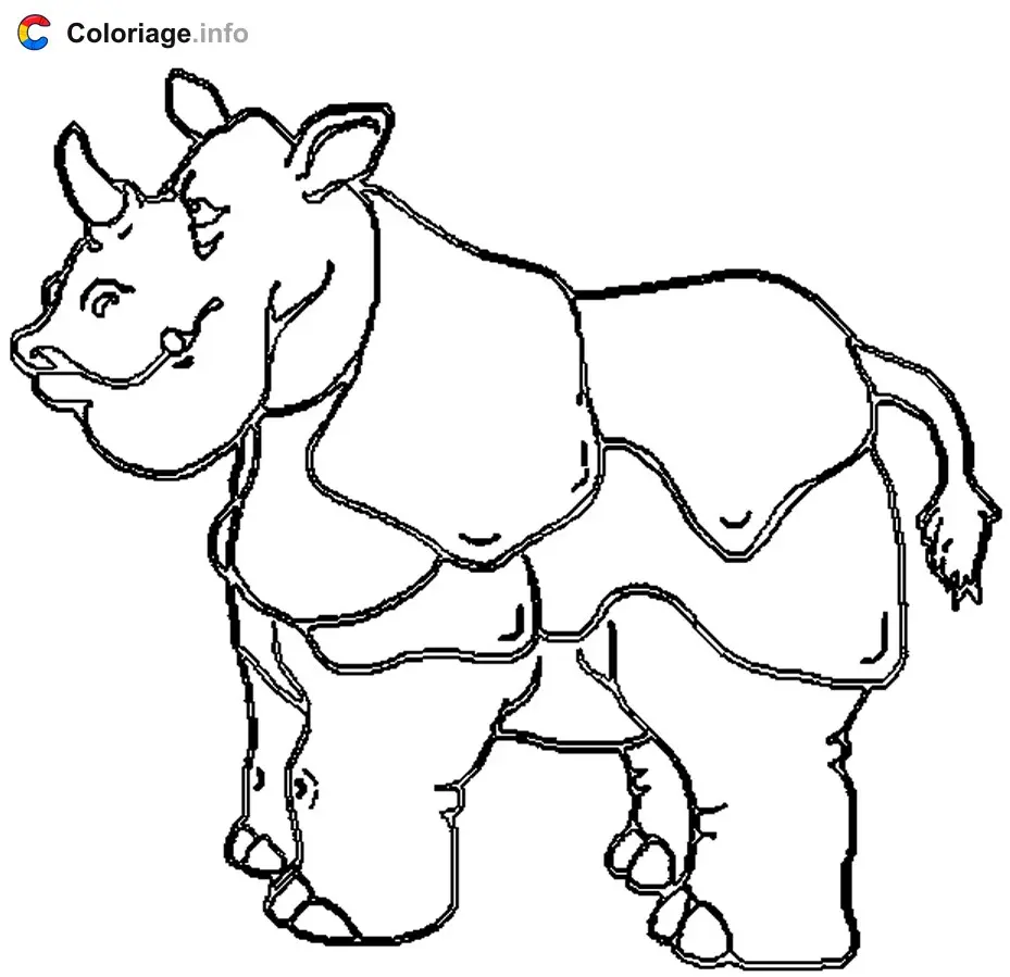 Coloriage Dessin d'un rhinocéros - Rhinocéros à imprimer