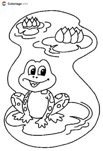 Coloriage Dessin d'une grenouille sur un nénuphar - Grenouille à imprimer
