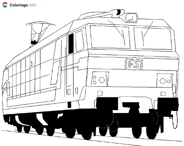 Coloriage Dessin d'une locomotive d'un train électrique - Train à imprimer