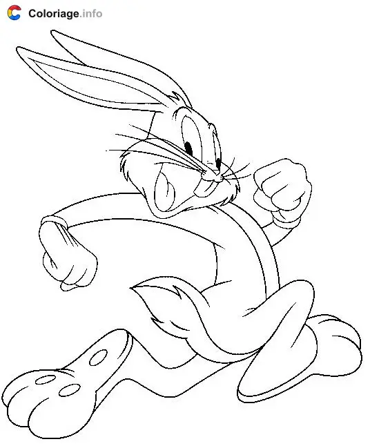 Coloriage Dessin de Bugs Bunny qui court - Bugs Bunny à imprimer