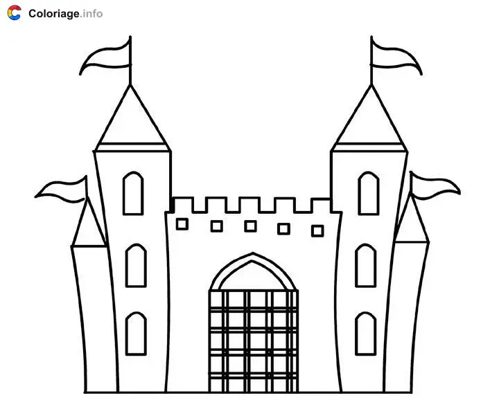 Coloriage Dessin de château - Médiéval à imprimer