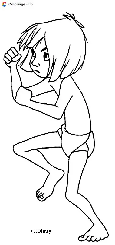 Coloriage Dessin de Mowgli - Le Livre de la jungle à imprimer