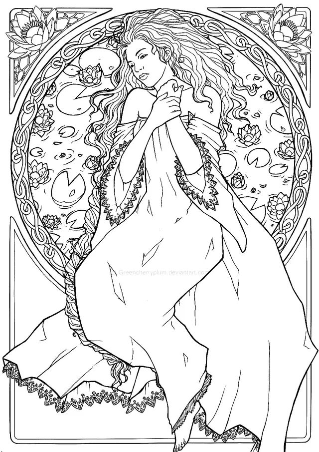 Coloriage Motifs Art Nouveau aux formes épurées - Art à imprimer