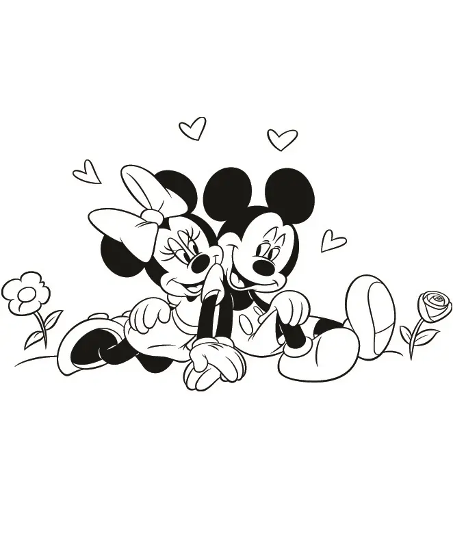 Coloriage Dessin Mickey Minie Très En Amour - Mickey à imprimer