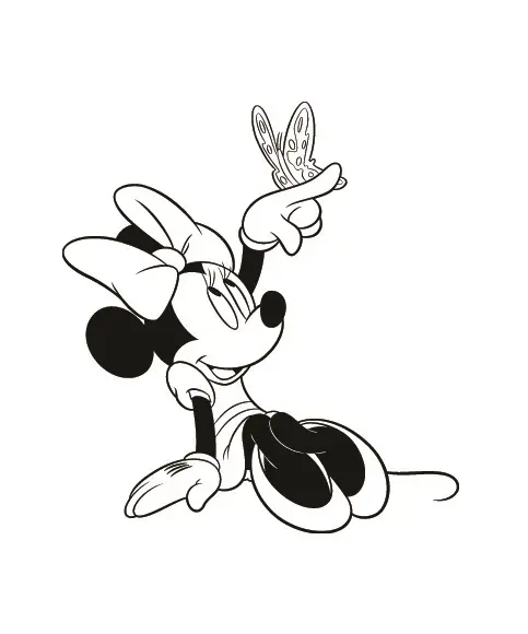 Coloriage Dessin Minie Avec Un Papillon - Mickey à imprimer
