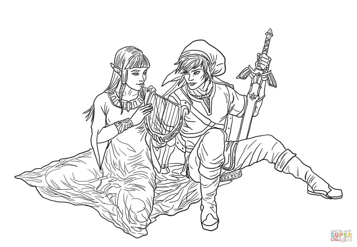 Disegno di Principessa Zelda in abito regale da stampare