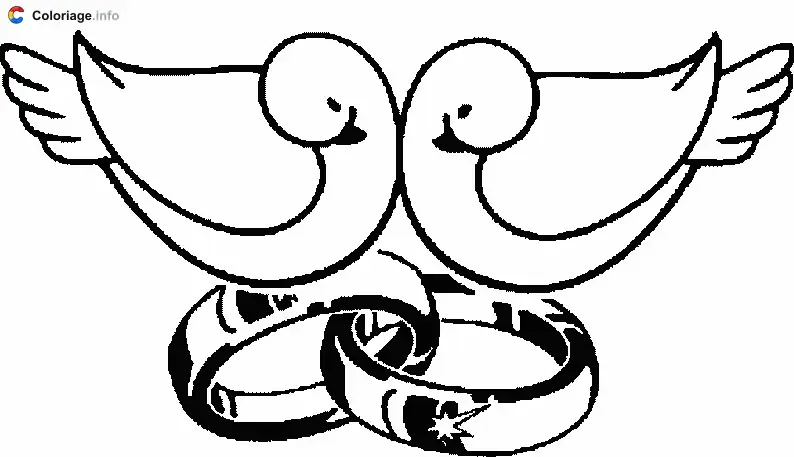 Coloriage Deux alliances - Mariage à imprimer