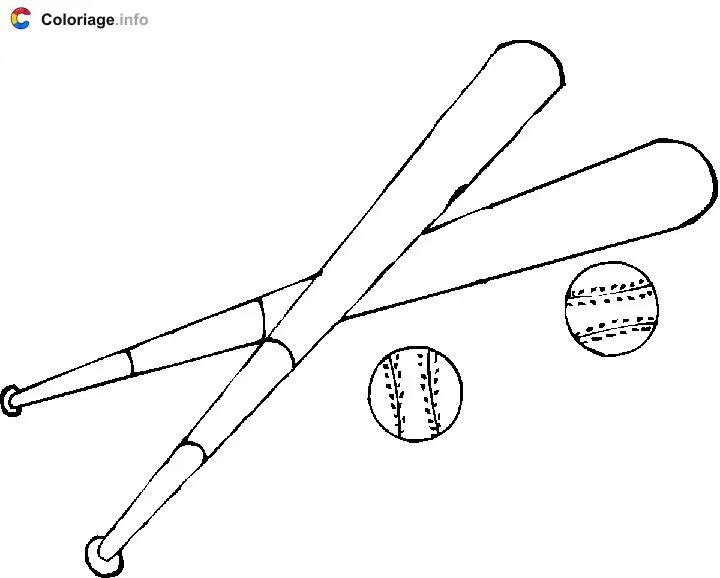 Coloriage Deux battes et deux balles de baseball - Baseball à imprimer