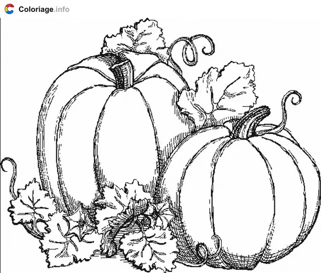 Coloriage Deux citrouilles - Automne à imprimer