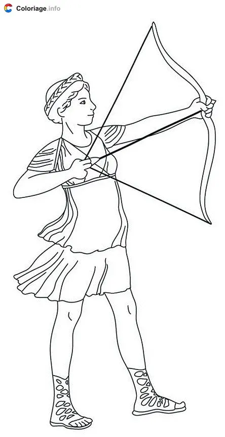 Coloriage Diane déesse de la Chasse et de la Lune - Dieux romains à imprimer