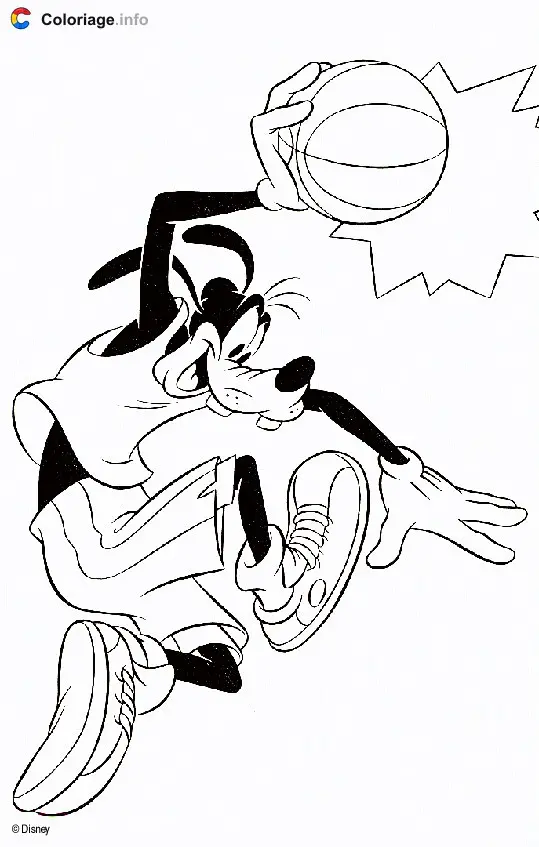 Goofy with a Basketball coloring page to print