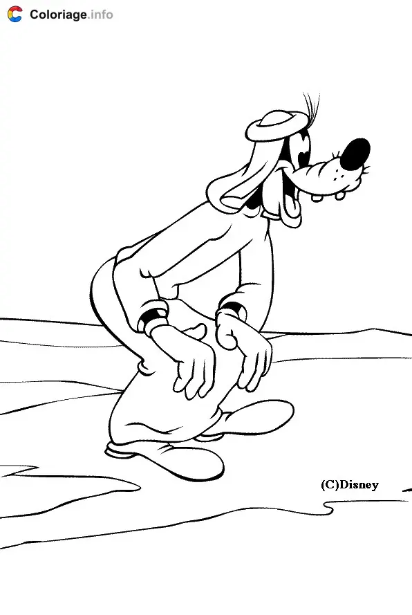 Goofy in the Desert coloring page to print