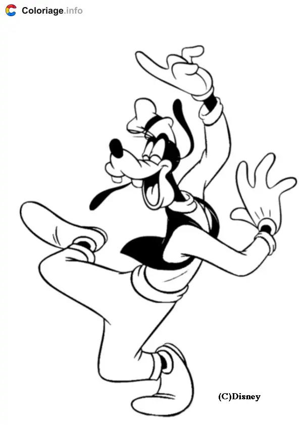 Goofy Dancing coloring page to print