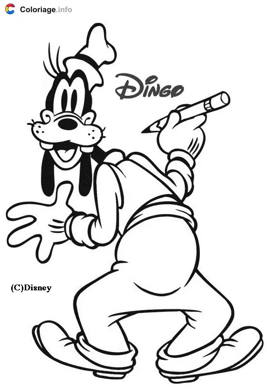 Goofy Writing Disney coloring page to print
