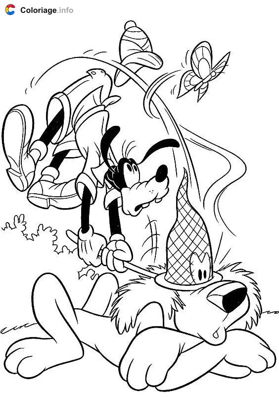 Goofy and Pluto coloring page to print