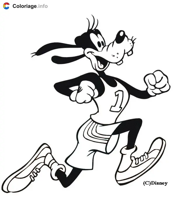 Goofy Going for a Run coloring page to print