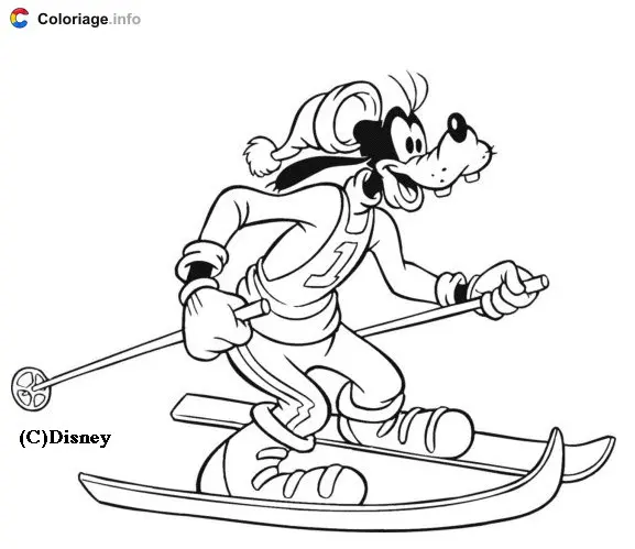 Goofy Hits the Slopes coloring page to print