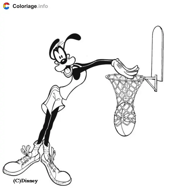 Goofy Playing Basketball coloring page to print