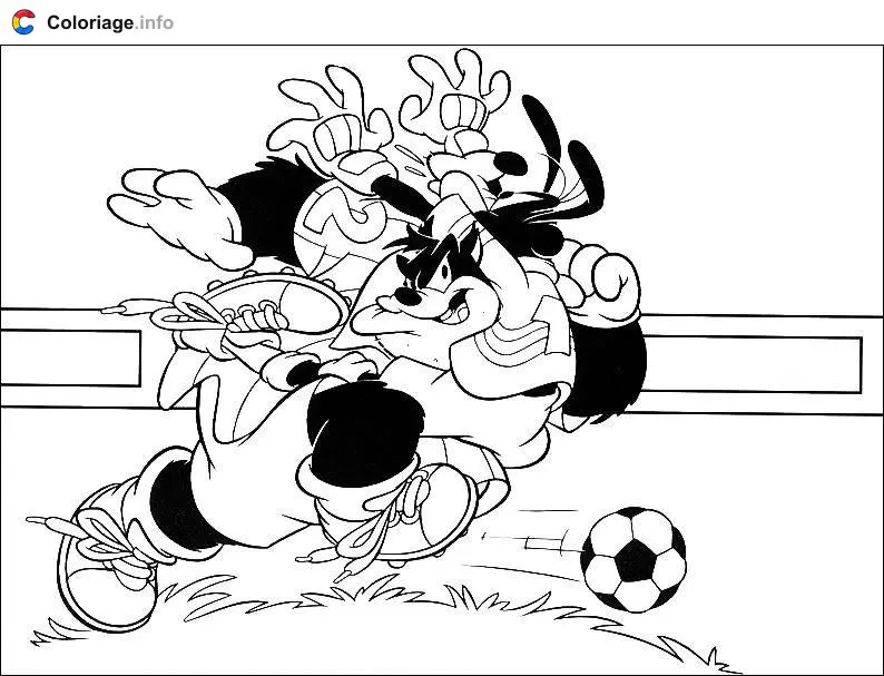 Goofy Playing Football coloring page to print