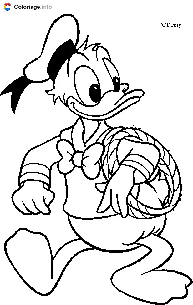 Donald Duck with a Rope coloring page to print