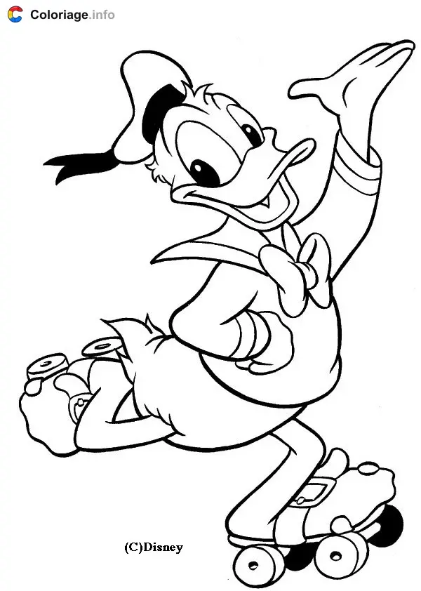 Donald on Roller Skates coloring page to print