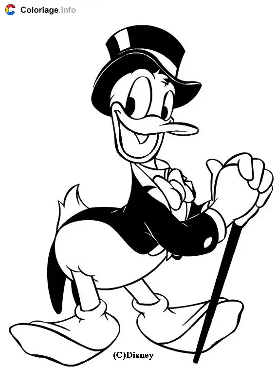 Donald Duck in a Tuxedo coloring page to print
