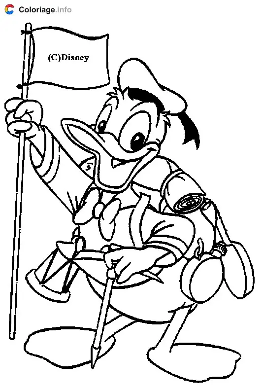 Donald Duck in Scout Uniform coloring page to print