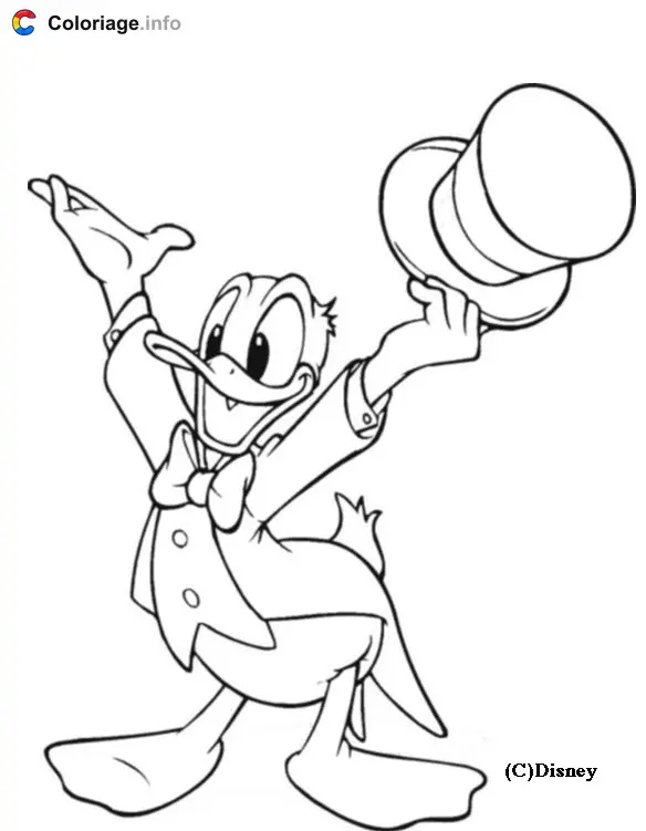 Donald Duck in Formal Evening Wear coloring page to print