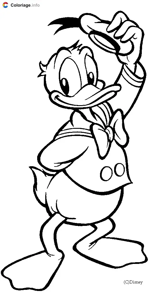 Donald Duck Tipping His Hat coloring page to print